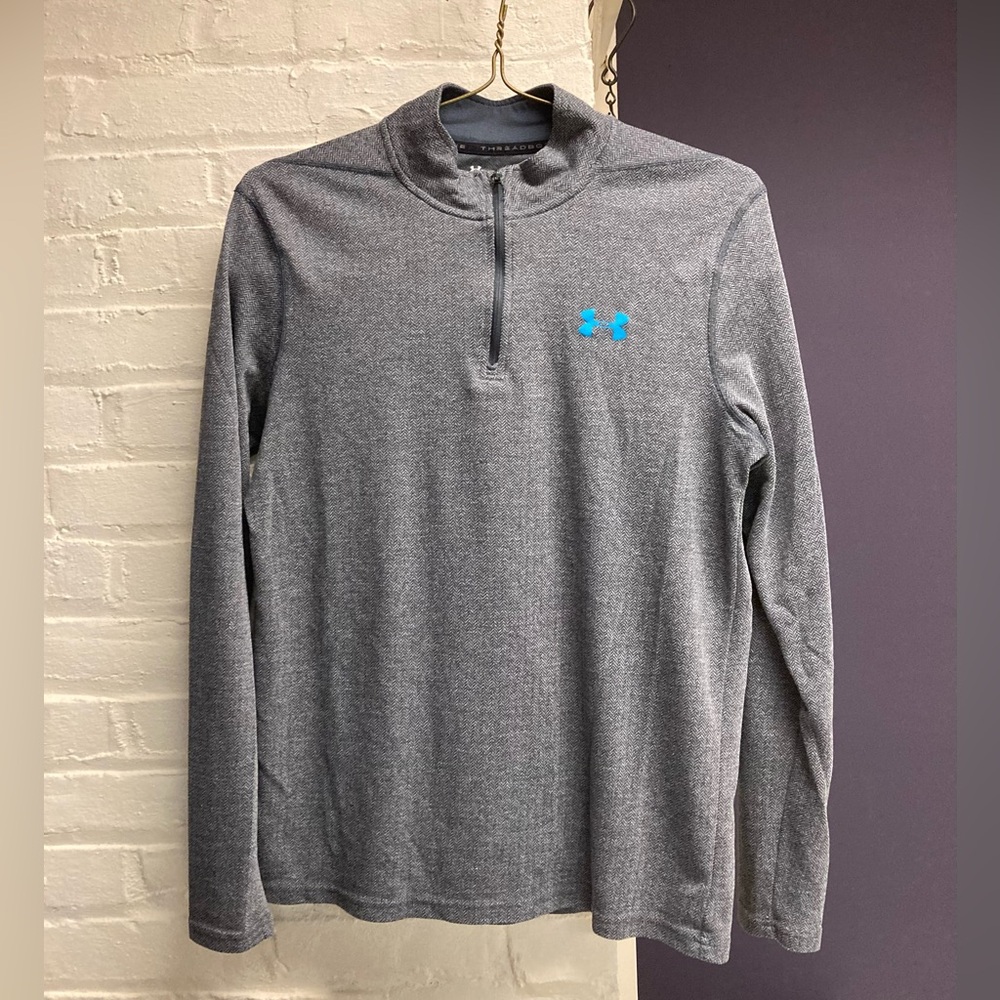 Under Armour Threadborne 1/4 Zip Long Sleeve Shirt, Mens Small, Gray